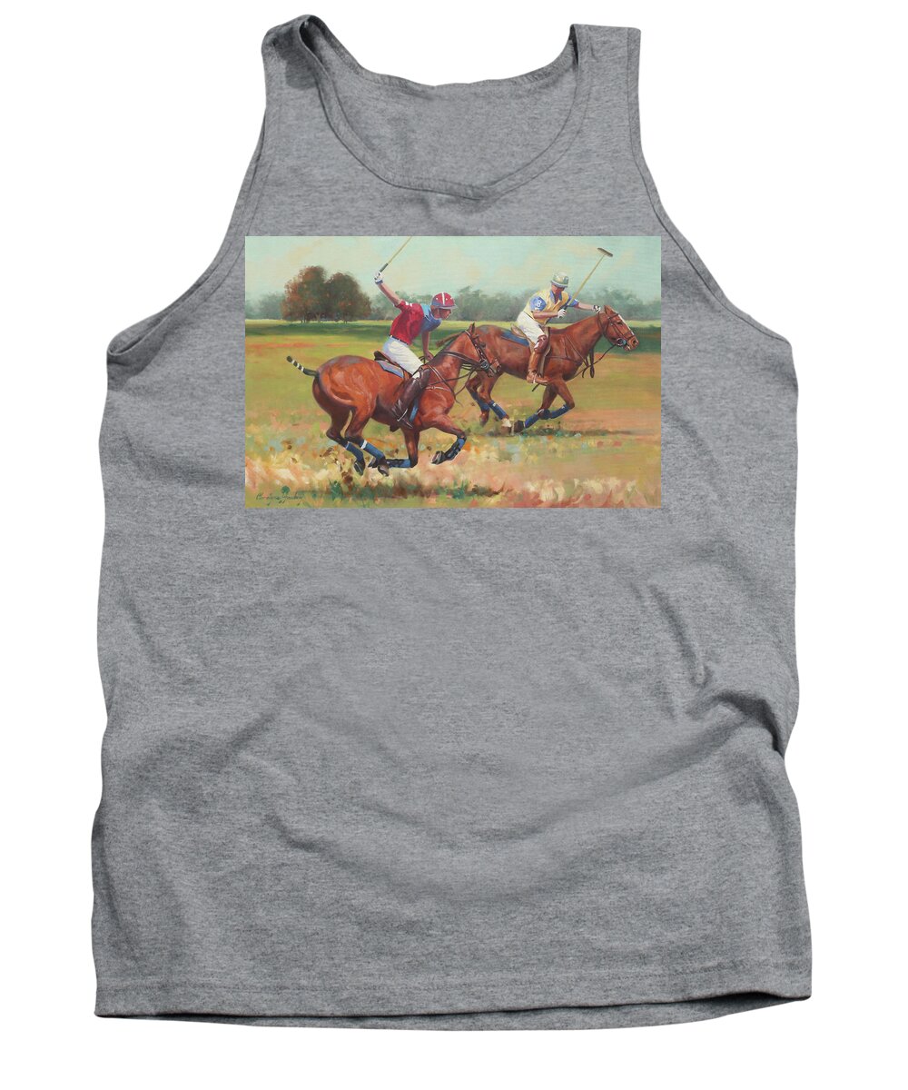 Polo Players Tank Top featuring the painting Polo Ponies by Carolyne Hawley