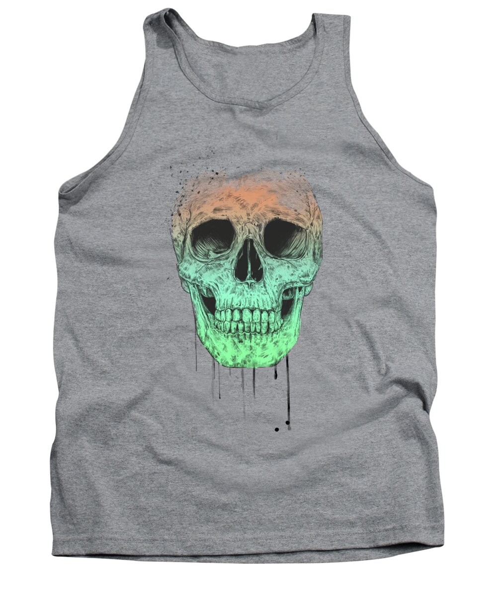 Skull Tank Top featuring the drawing Pop art skull by Balazs Solti