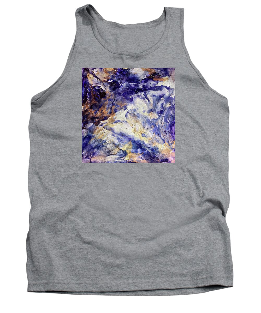 Abstract Tank Top featuring the painting Purple Magic by Nancy Koehler