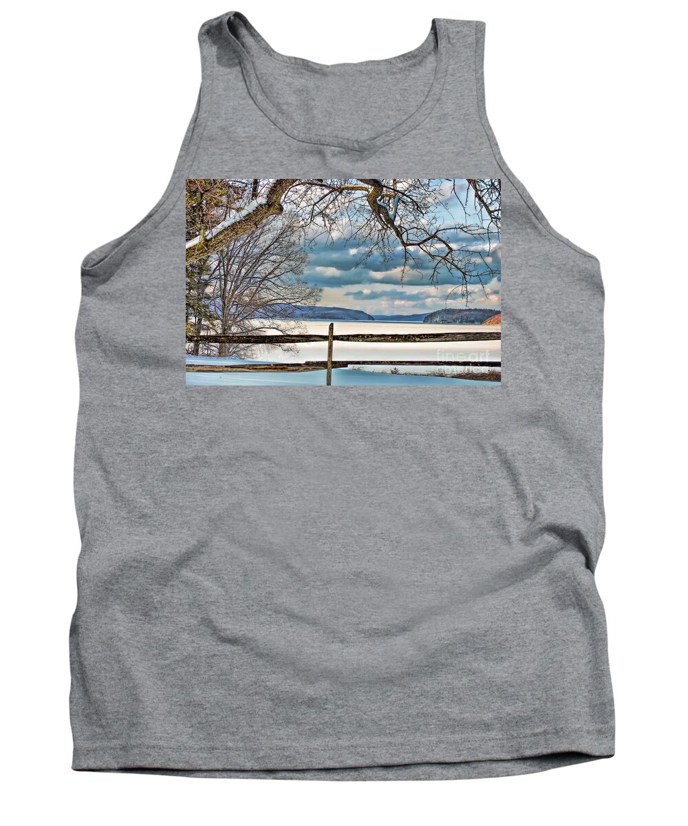 Winter Tank Top featuring the photograph Snow on the Quabbin Reservoir by Cordia Murphy