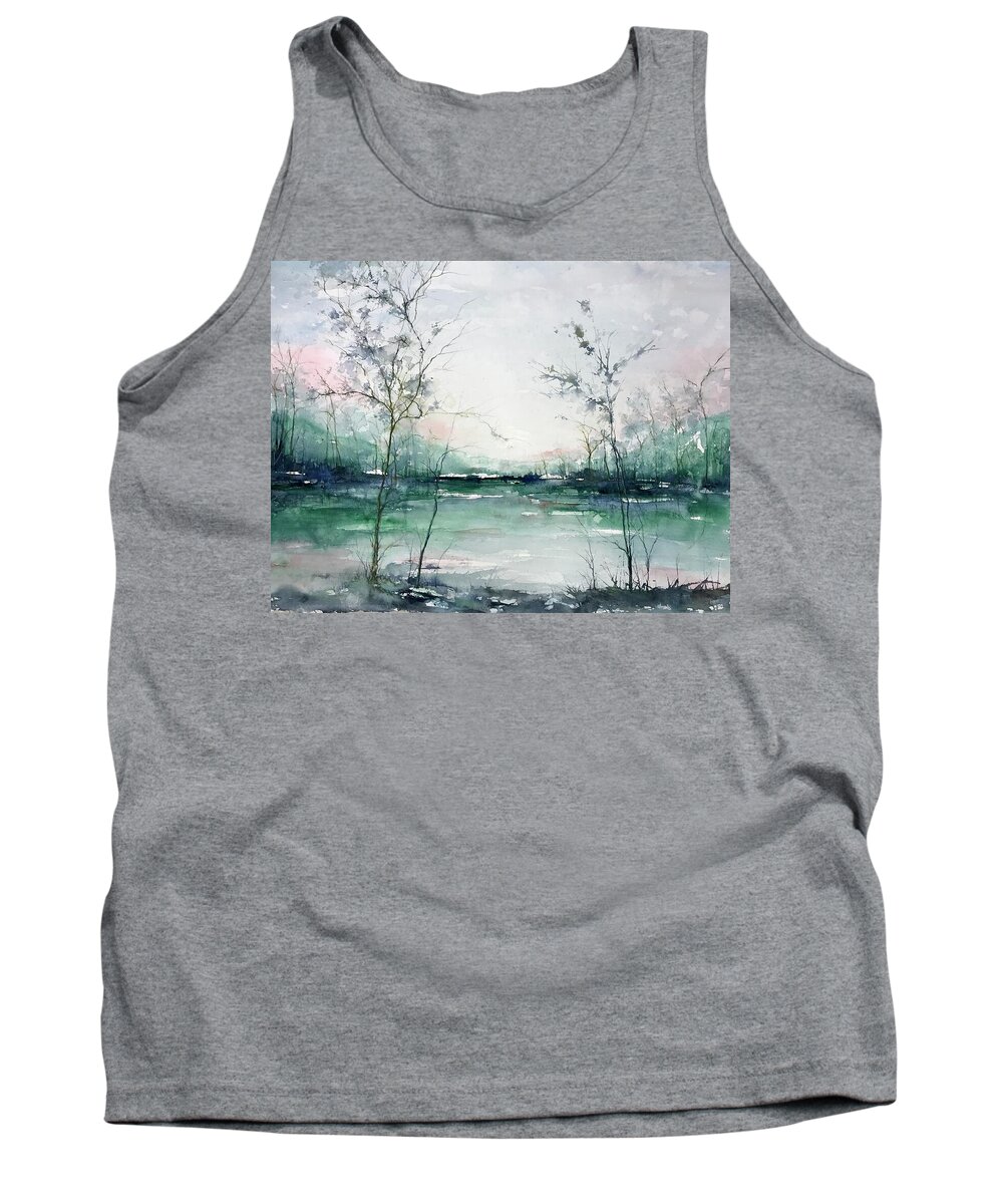 Watercolour Tank Top featuring the painting Quiet Waters by Robin Miller-Bookhout