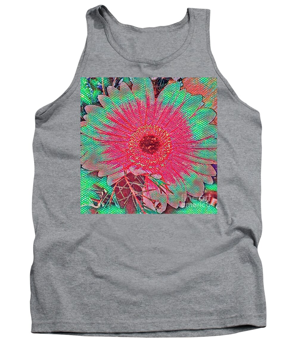 Digital Tank Top featuring the mixed media Red and green bloom by Steven Wills