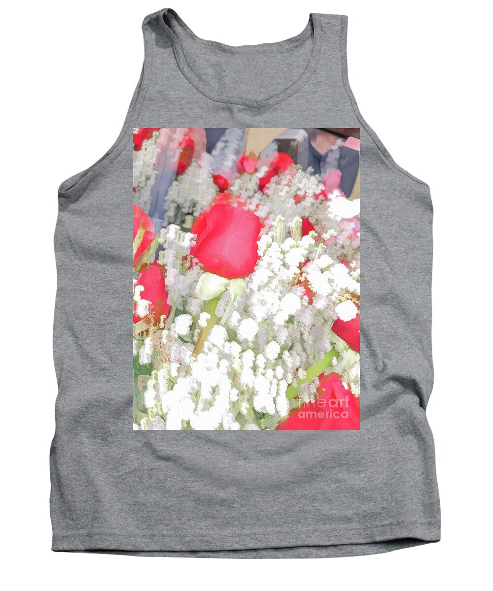 Abstract Tank Top featuring the photograph Red and White flowers pastel by Phillip Rubino