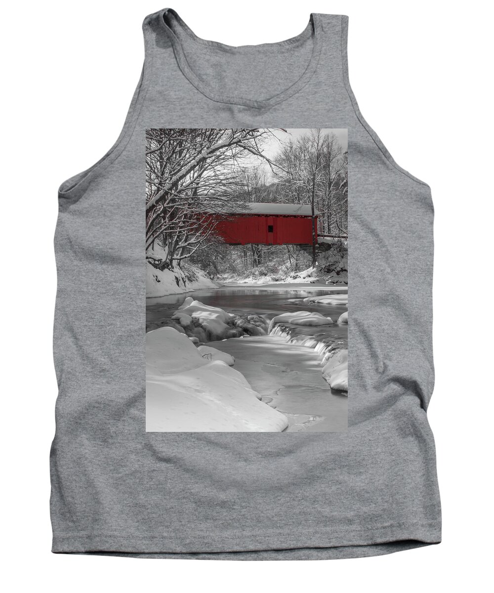 Northfield Tank Top featuring the photograph Red Covered Bridge by Rob Davies