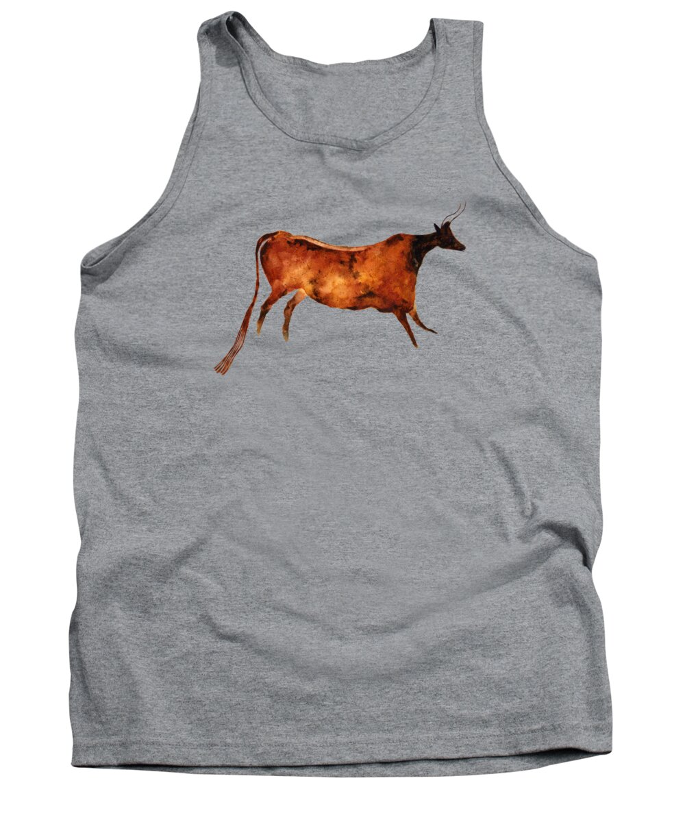Cave Tank Top featuring the painting Red Cow in Beige by Hailey E Herrera