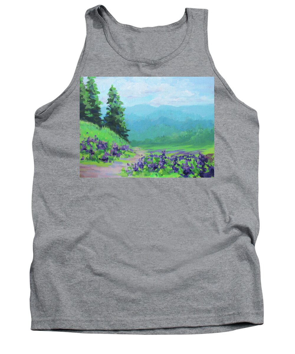 Cool Tank Top featuring the painting Refreshing - a cool, colorful landscape painting by Karen Ilari
