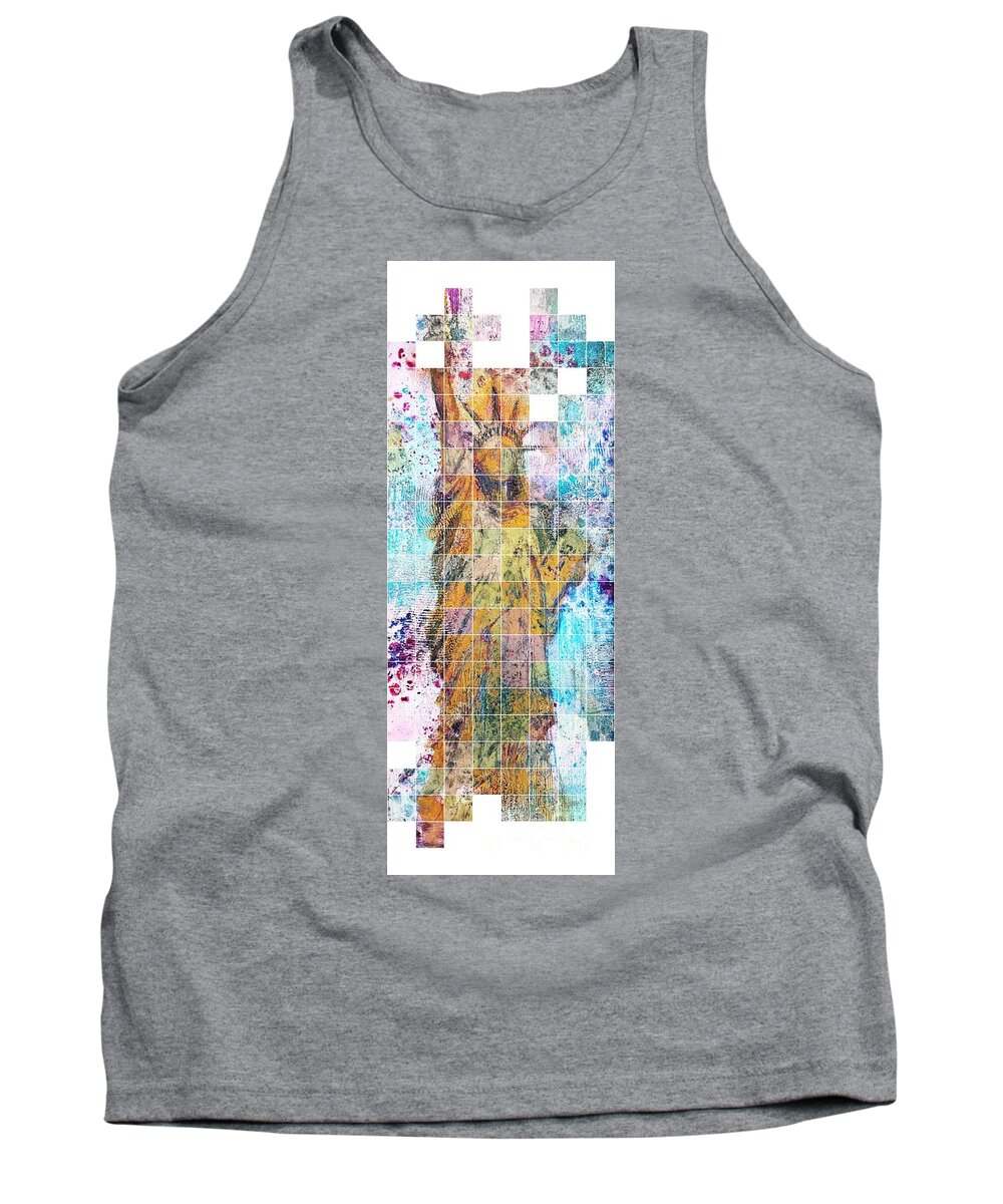Statue Of Liberty Tank Top featuring the painting Remixed lady liberty by Lisa Debaets