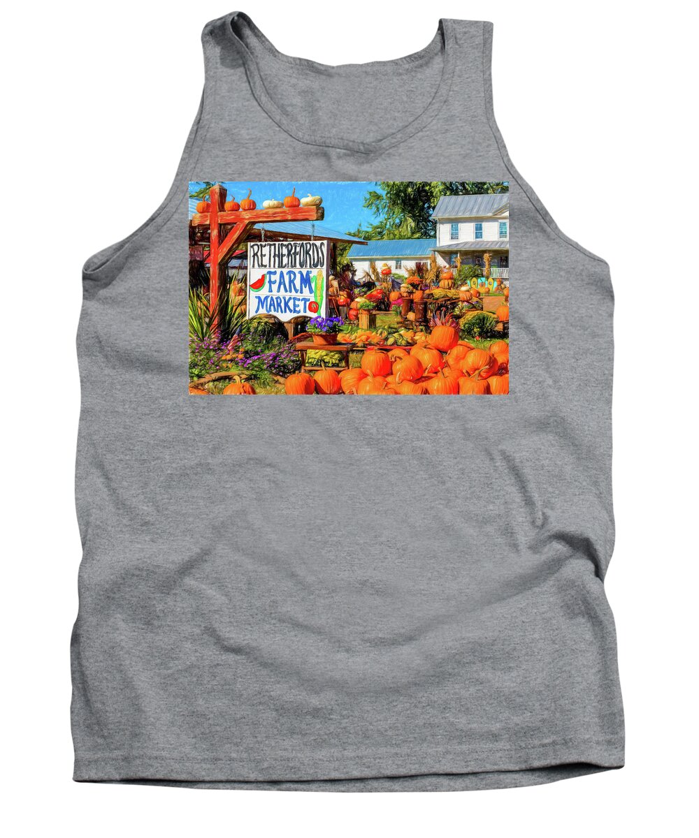 Fall Tank Top featuring the digital art Retherford's Market Autumn #1 by Barry Wills