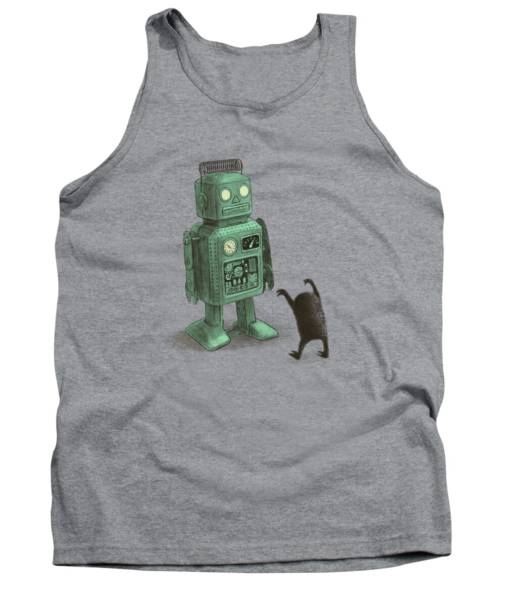 Vintage Tank Top featuring the drawing Robot Vs Alien by Eric Fan