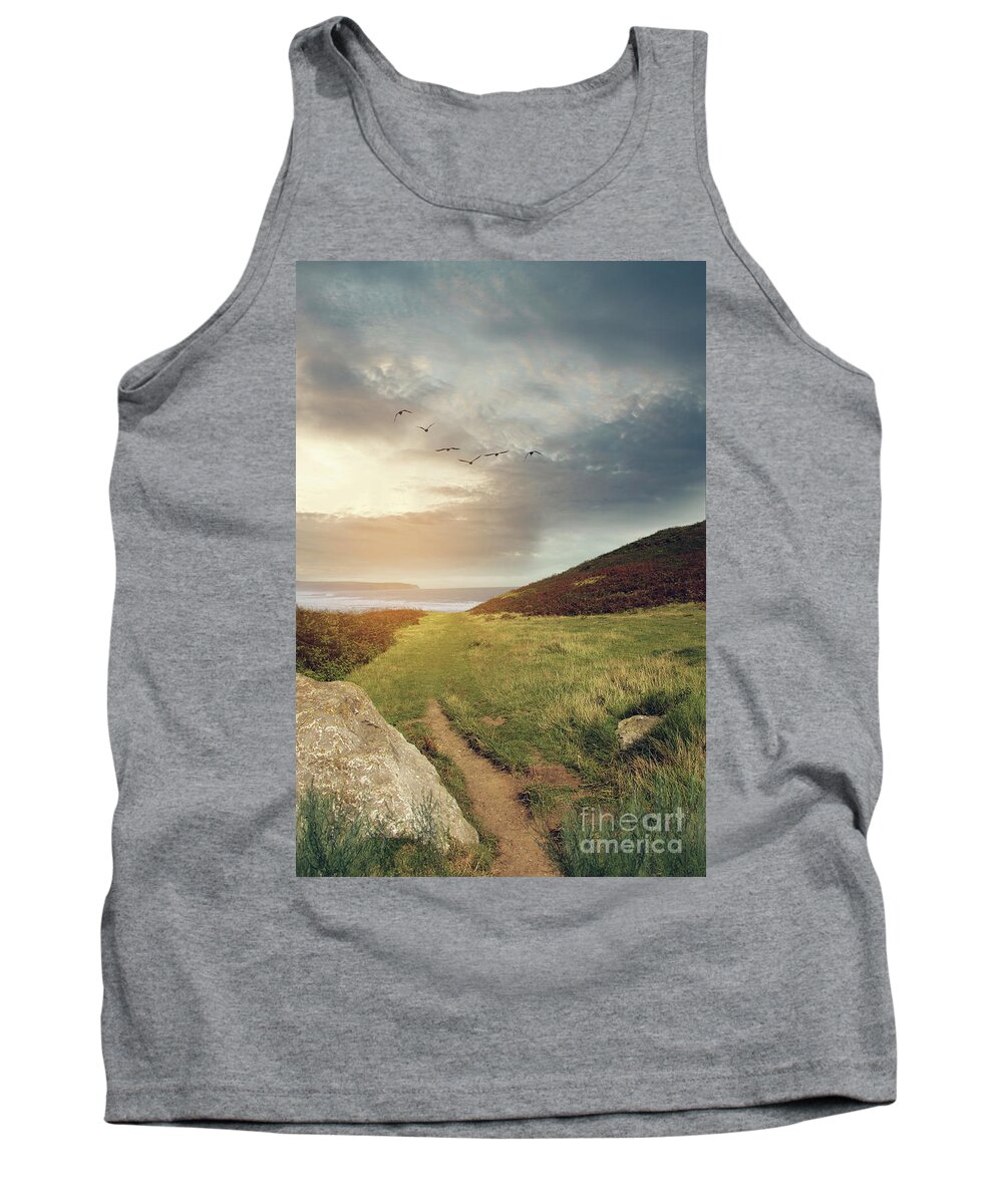 Rural Tank Top featuring the photograph Rural Country Path Leading To The Sea by Ethiriel Photography