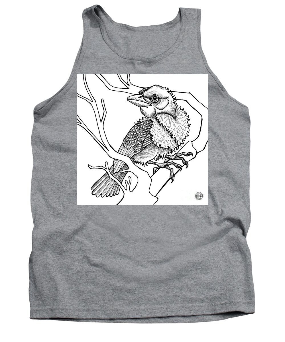 Animal Portrait Tank Top featuring the drawing Scarlet Tanager by Amy E Fraser