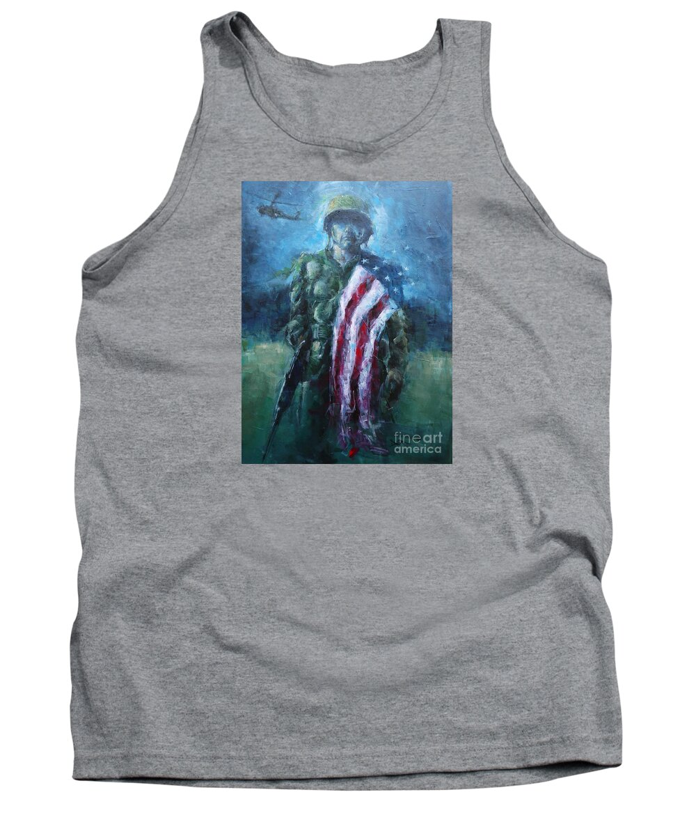 Soldier Tank Top featuring the painting Scars and Bars by Dan Campbell