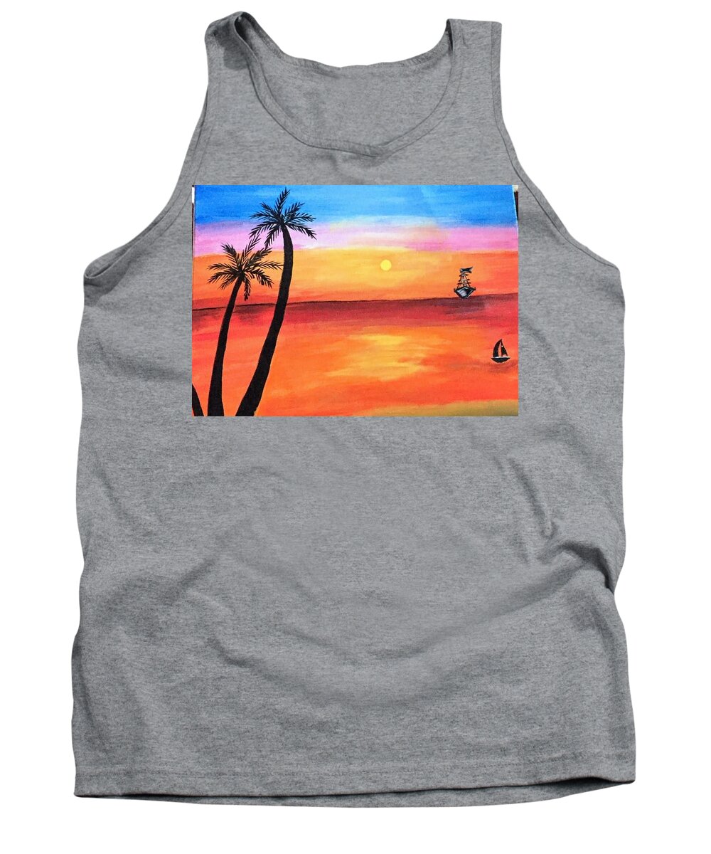 Canvas Tank Top featuring the painting Scenary by Aswini Moraikat Surendran