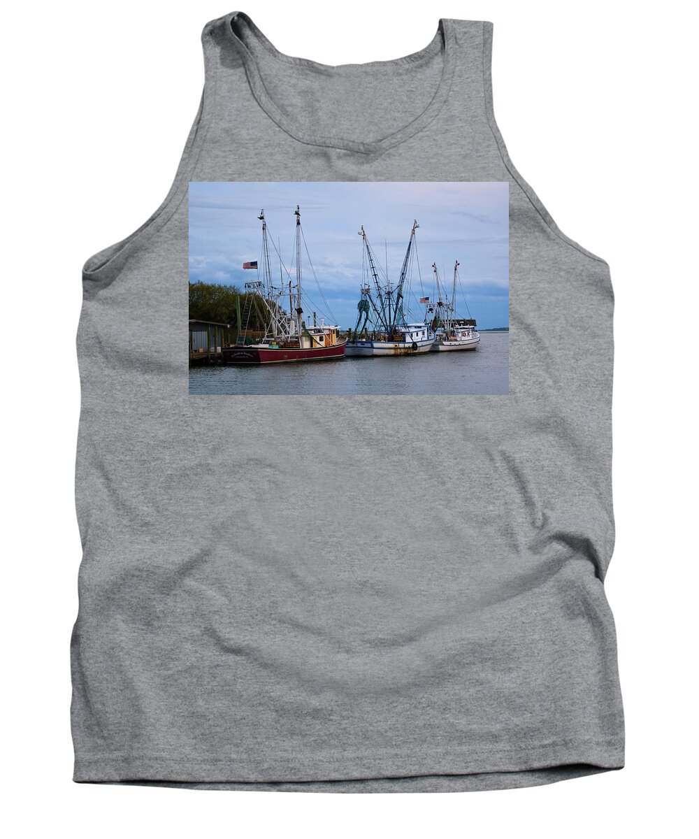 Ocean Tank Top featuring the photograph Shem Creek Boats by Jon Glaser