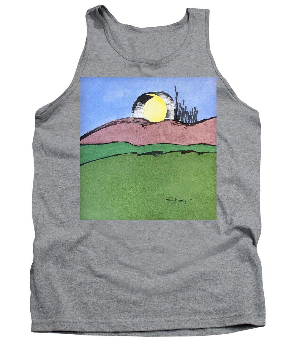 Sumi Ink Images Tank Top featuring the drawing Shine On, Harvest Moon by Sally Penley