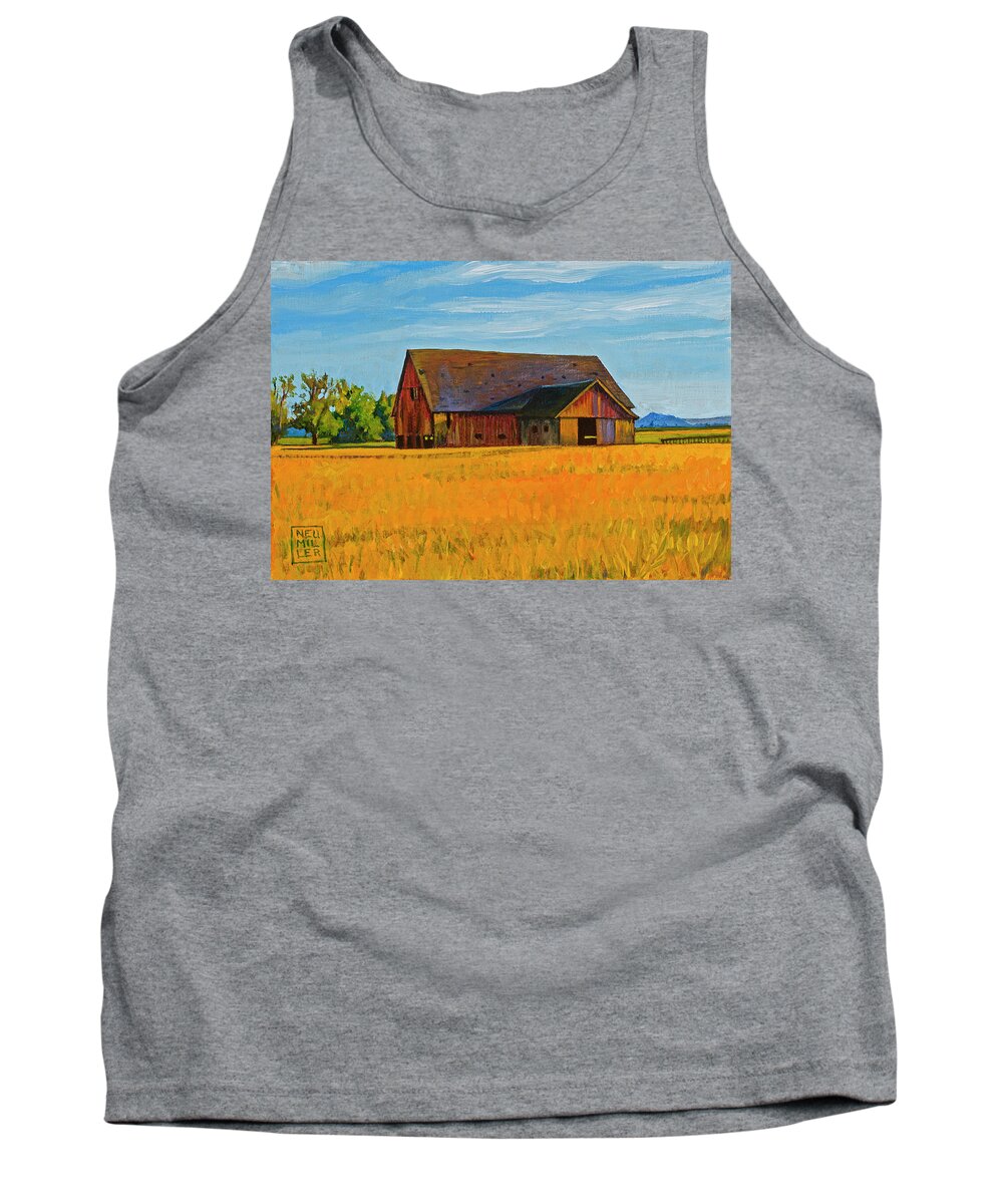Landscape Tank Top featuring the painting Skagit Valley Barn #9 by Stacey Neumiller