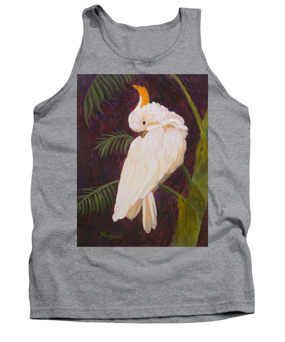 Cockatoo Tank Top featuring the painting Sleepy Cockatoo by Megan Collins
