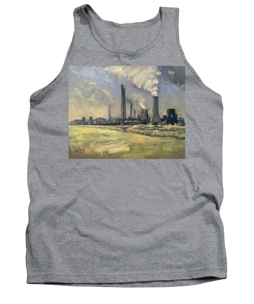 Prins Maurits Mijn Tank Top featuring the painting Smoke stacks Prins Maurits mine by Nop Briex