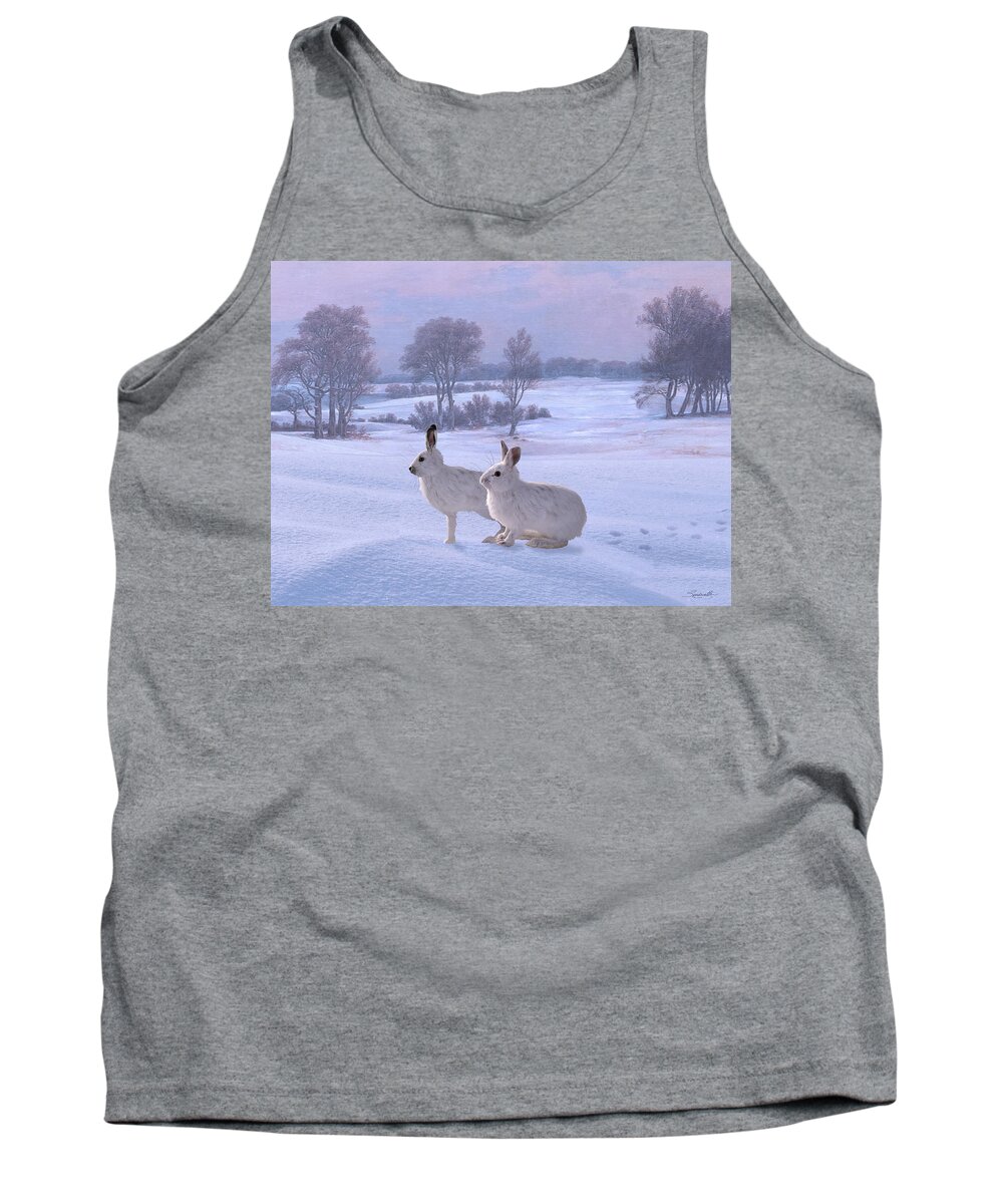 Hare Tank Top featuring the digital art Snowshoe Hares by M Spadecaller