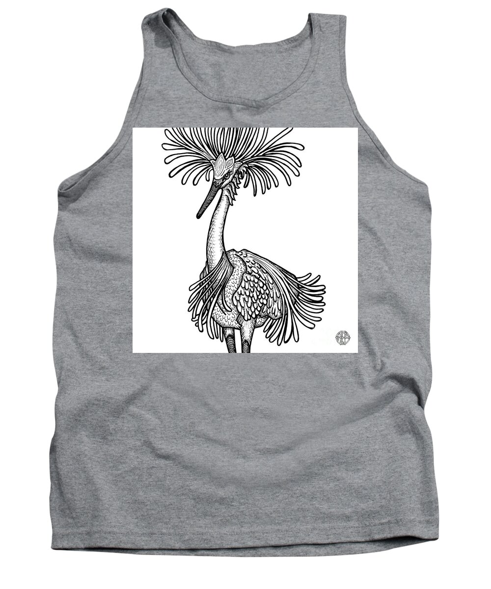 Animal Portrait Tank Top featuring the drawing Snowy Egret by Amy E Fraser