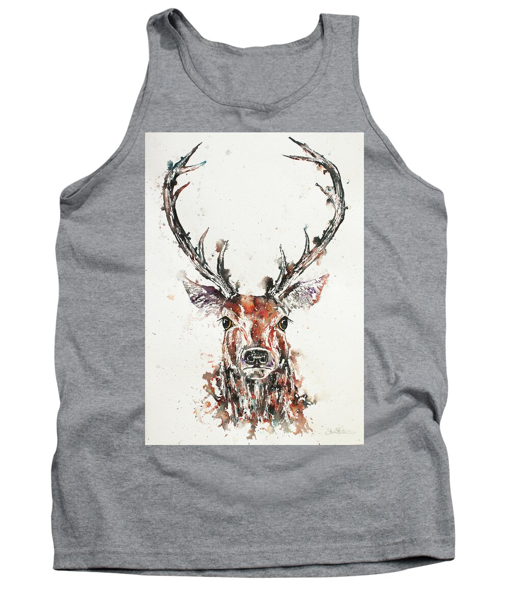 Stag Tank Top featuring the painting Stag Portrait by John Silver
