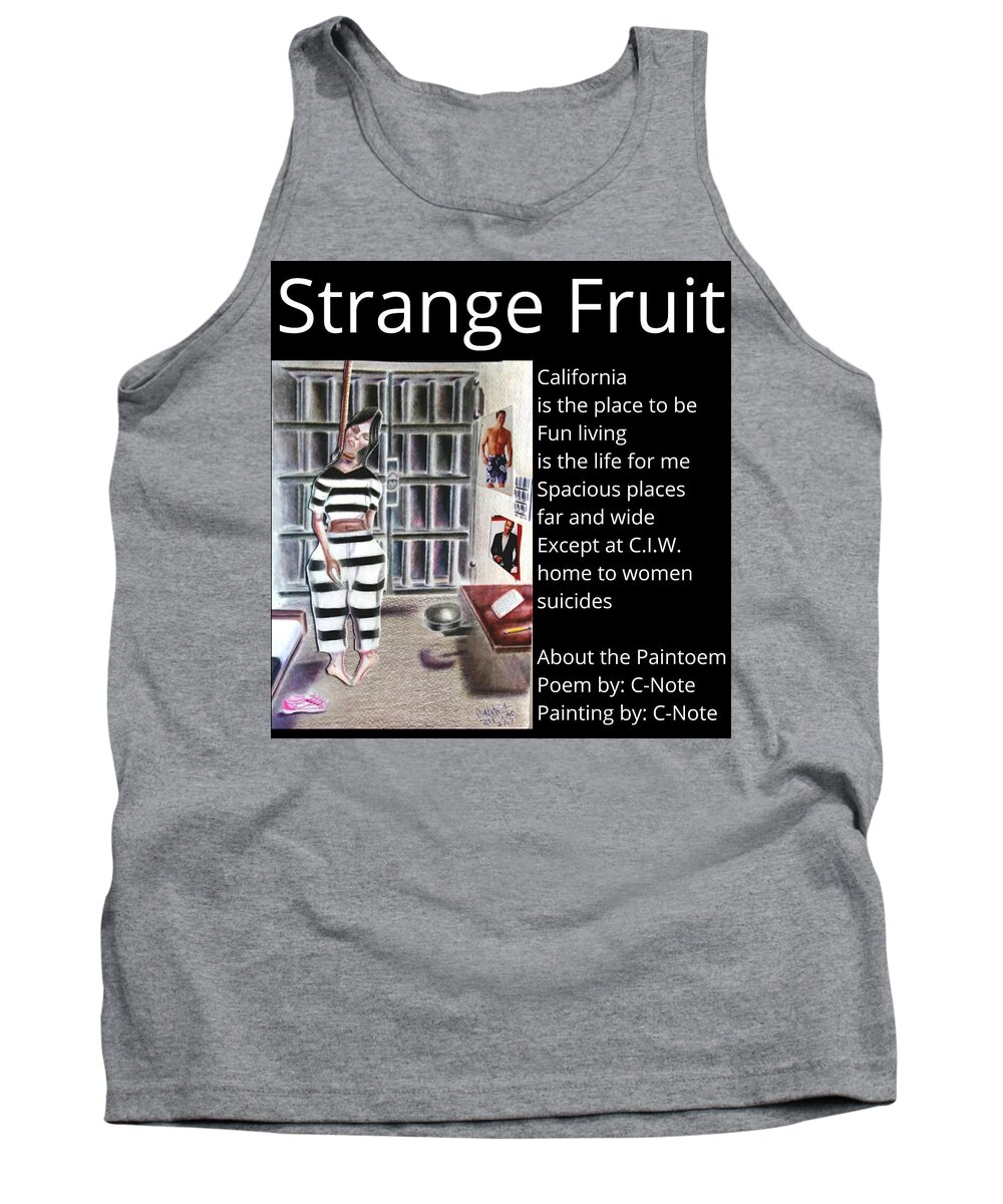Black Art Tank Top featuring the drawing Strange Fruit Paintoem by Donald C-Note Hooker