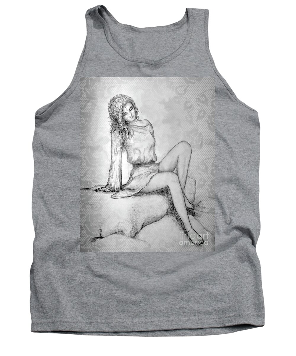 Woman Tank Top featuring the drawing Summer by Elaine Berger
