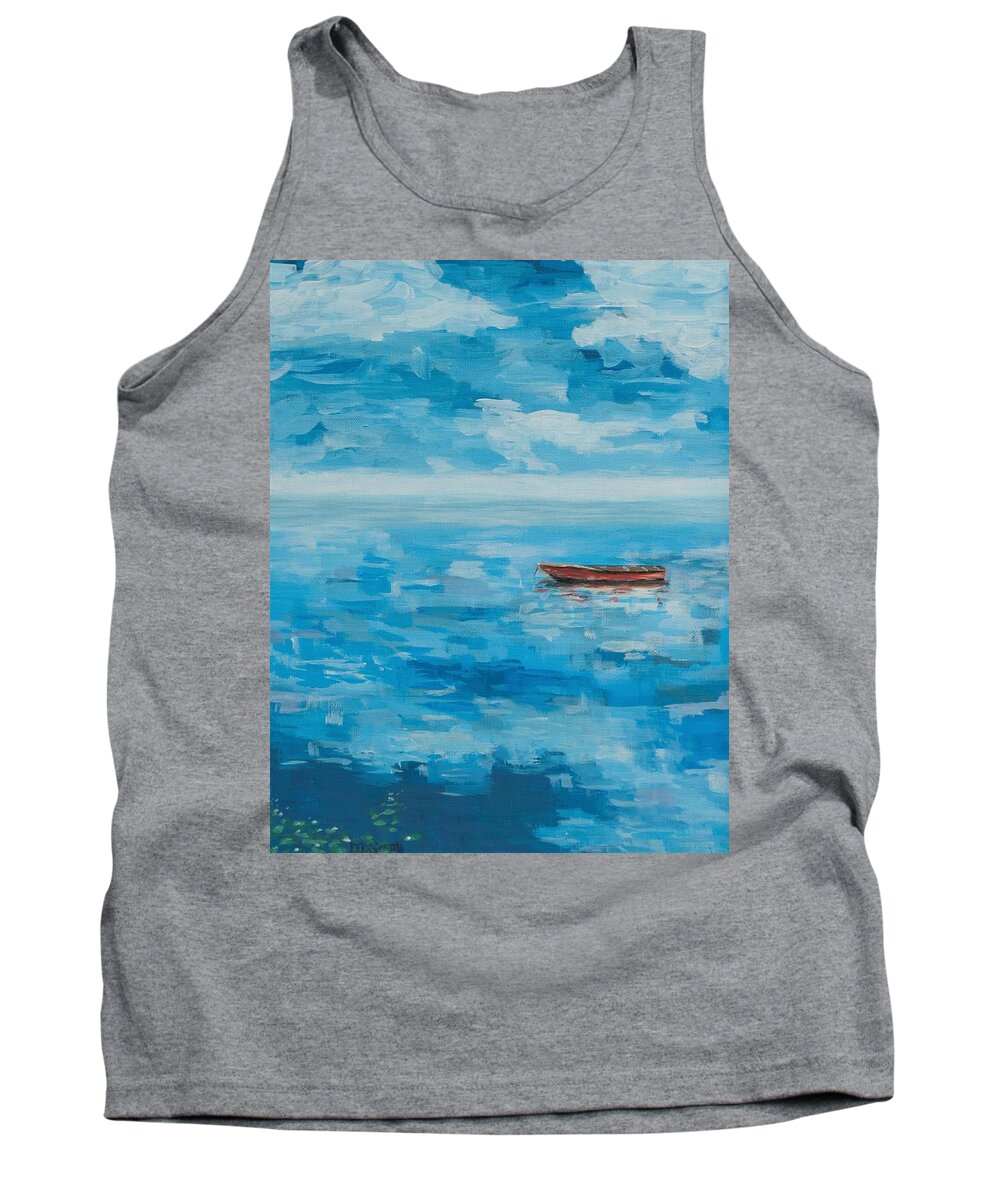 Boat Tank Top featuring the painting Summer Float by Deborah Smith