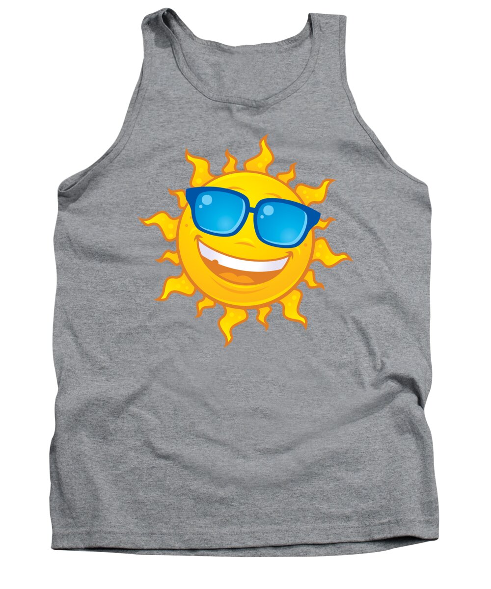 Weather Tank Top featuring the digital art Summer Sun Wearing Sunglasses by John Schwegel