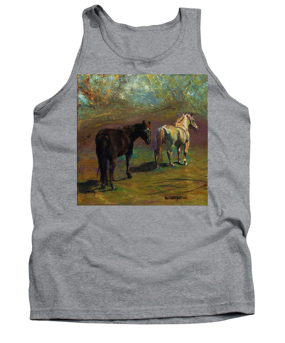 Fine Art Tank Top featuring the painting Sunny Graze by Susan Hensel