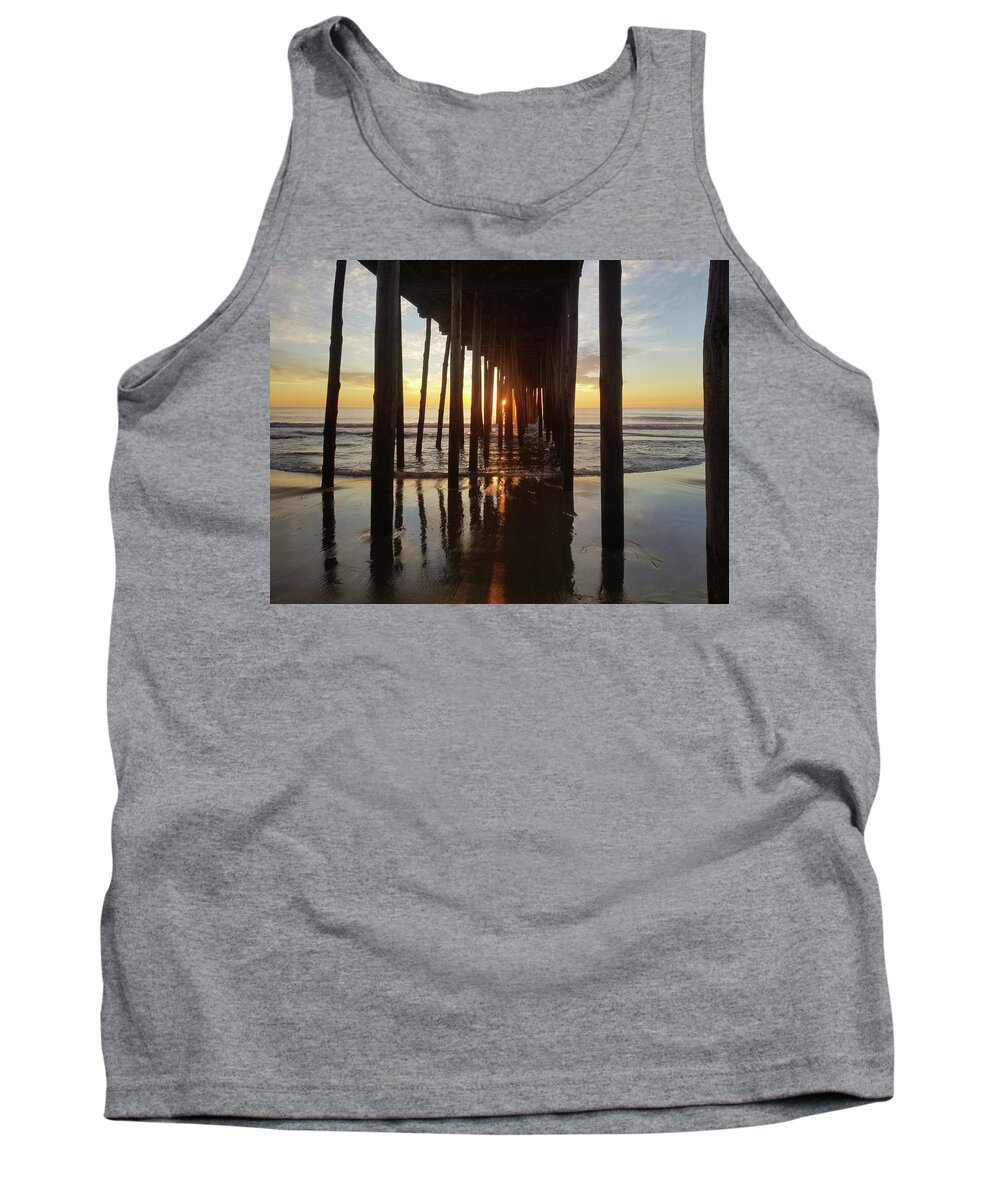 Beach Tank Top featuring the photograph Sunrise At The OC Fishing Pier by Robert Banach