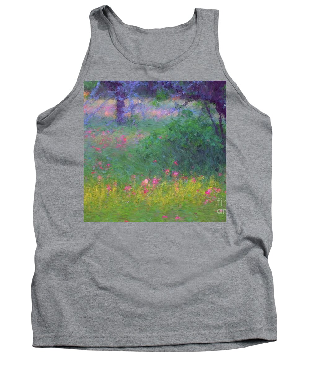 Impressionism Tank Top featuring the digital art Sunset in Flower Meadow by Sharon Beth