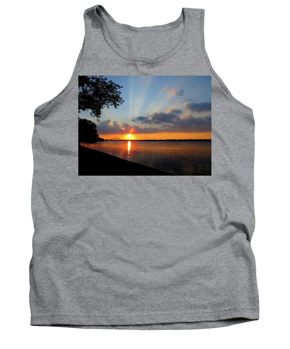 Sunset Tank Top featuring the photograph Sunset on the Delaware by Linda Stern