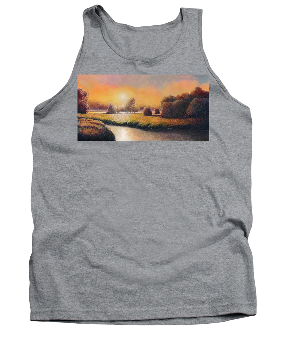 Landscape Tank Top featuring the painting Sunset Serenity by Douglas Castleman