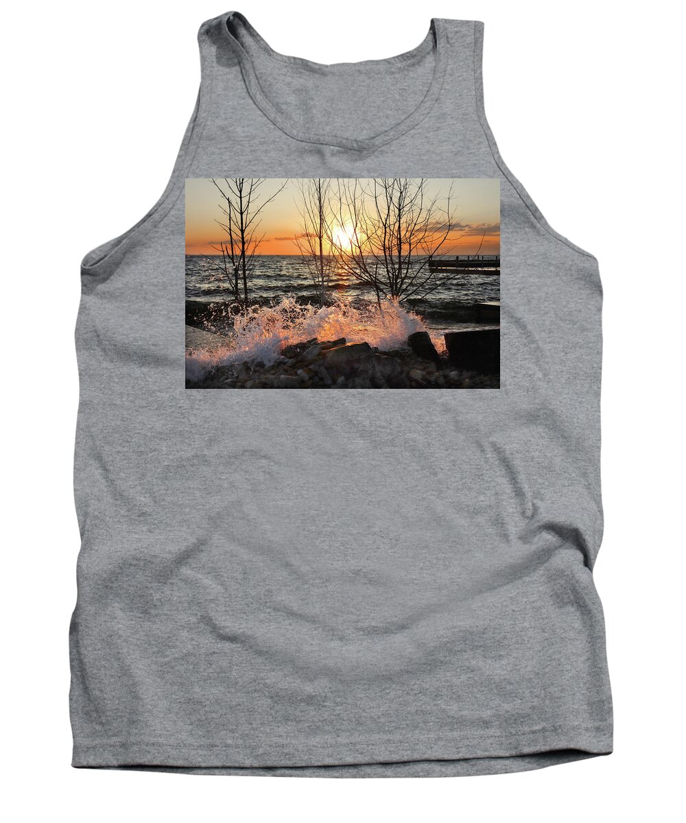 Sunset Tank Top featuring the photograph Sunset Splash 2 by David T Wilkinson
