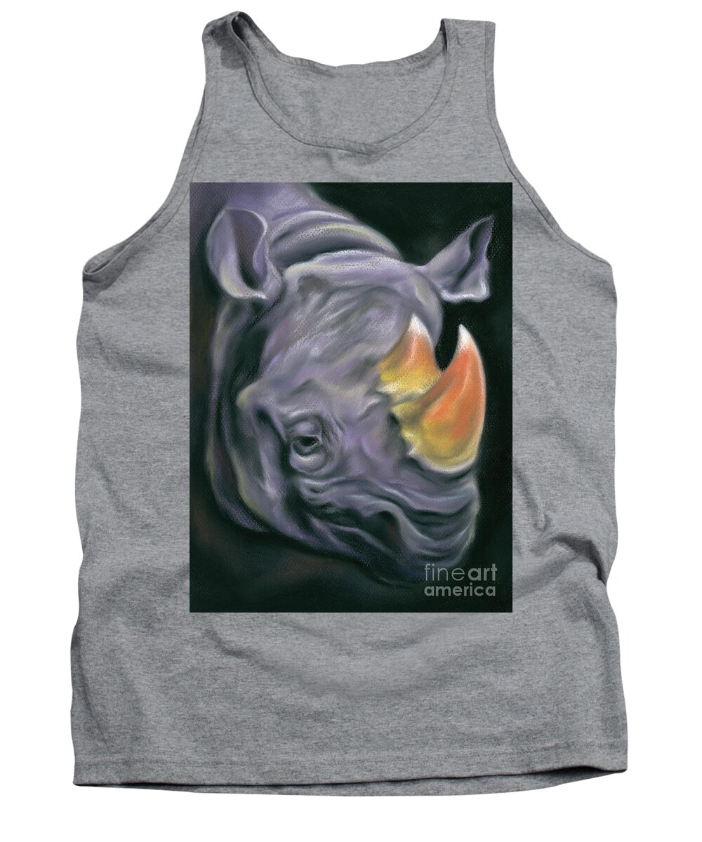 Rhinoceros Tank Top featuring the painting Surreal Candy Corn Rhinoceros by MM Anderson