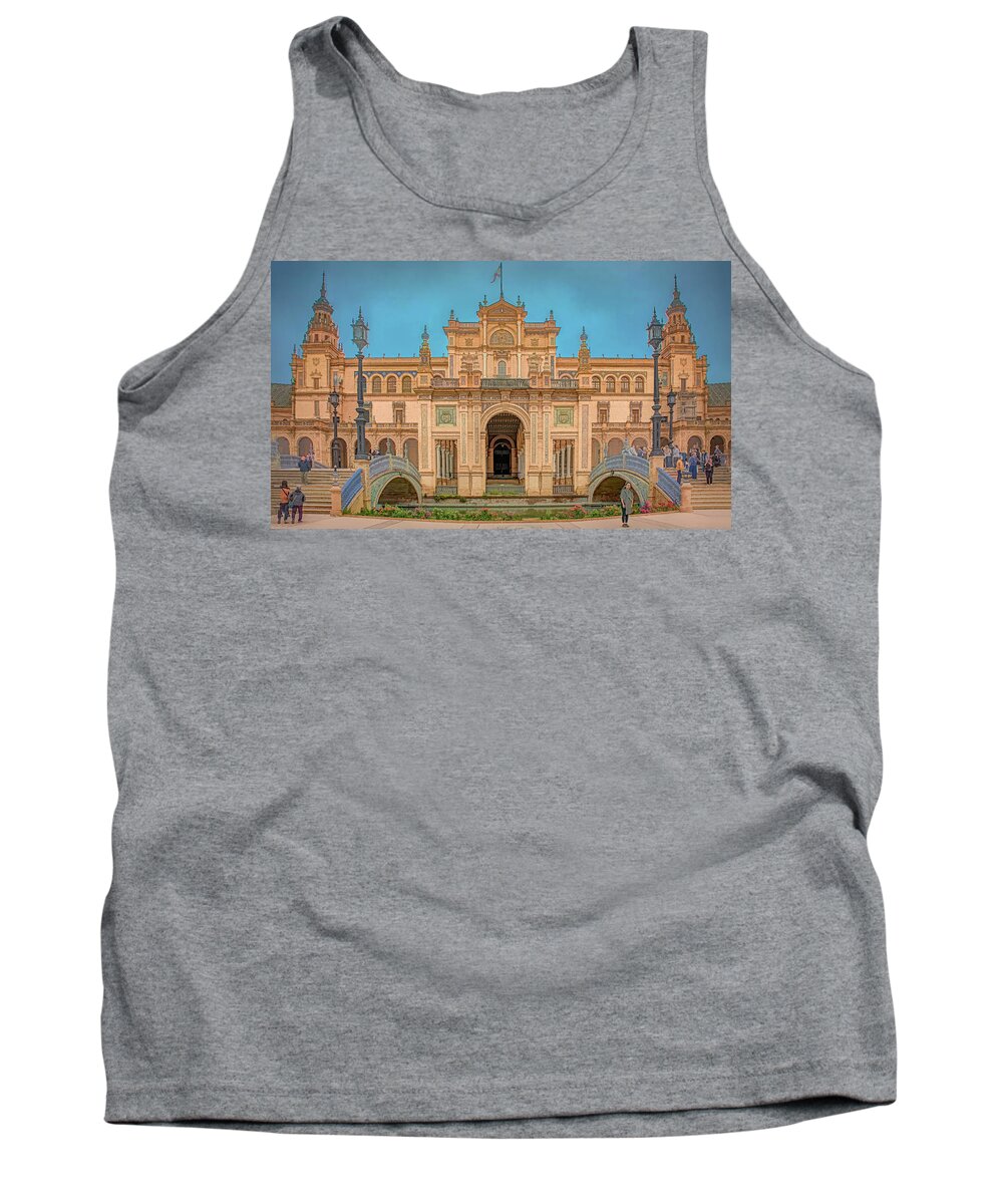 Plaza De Espana Tank Top featuring the photograph Symmetry in Seville by Marcy Wielfaert