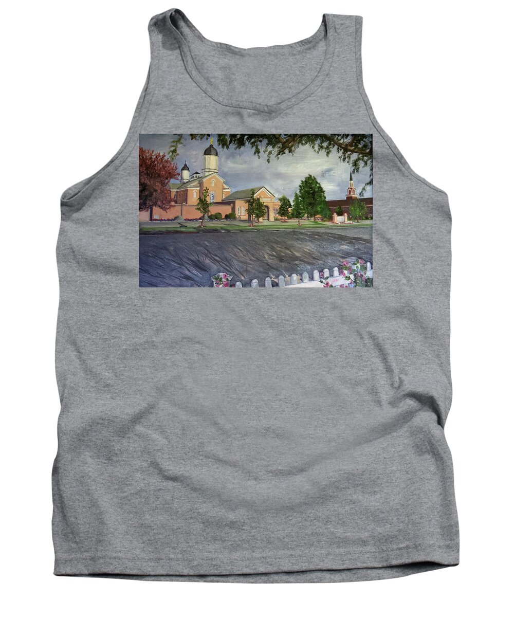 Lds Tank Top featuring the painting Thank Thee for the Church and the Temple Vernal Utah Temple by Nila Jane Autry