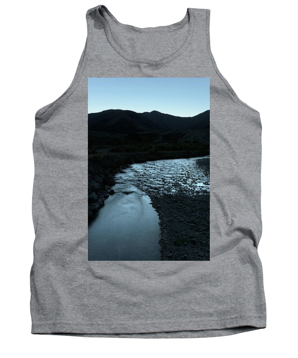 #nofilter #newzealand #landscape #mountain #hills #river #mirrorlake #dark #light #sunset #creek #bluelight Tank Top featuring the photograph The Blue Creek by Itto Ogami