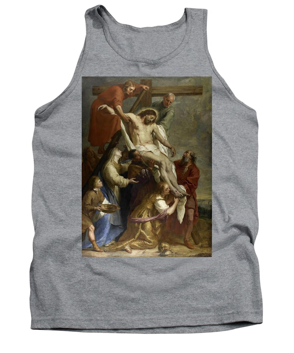 Christ Tank Top featuring the painting The Descent from the Cross by Vincent Monozlay