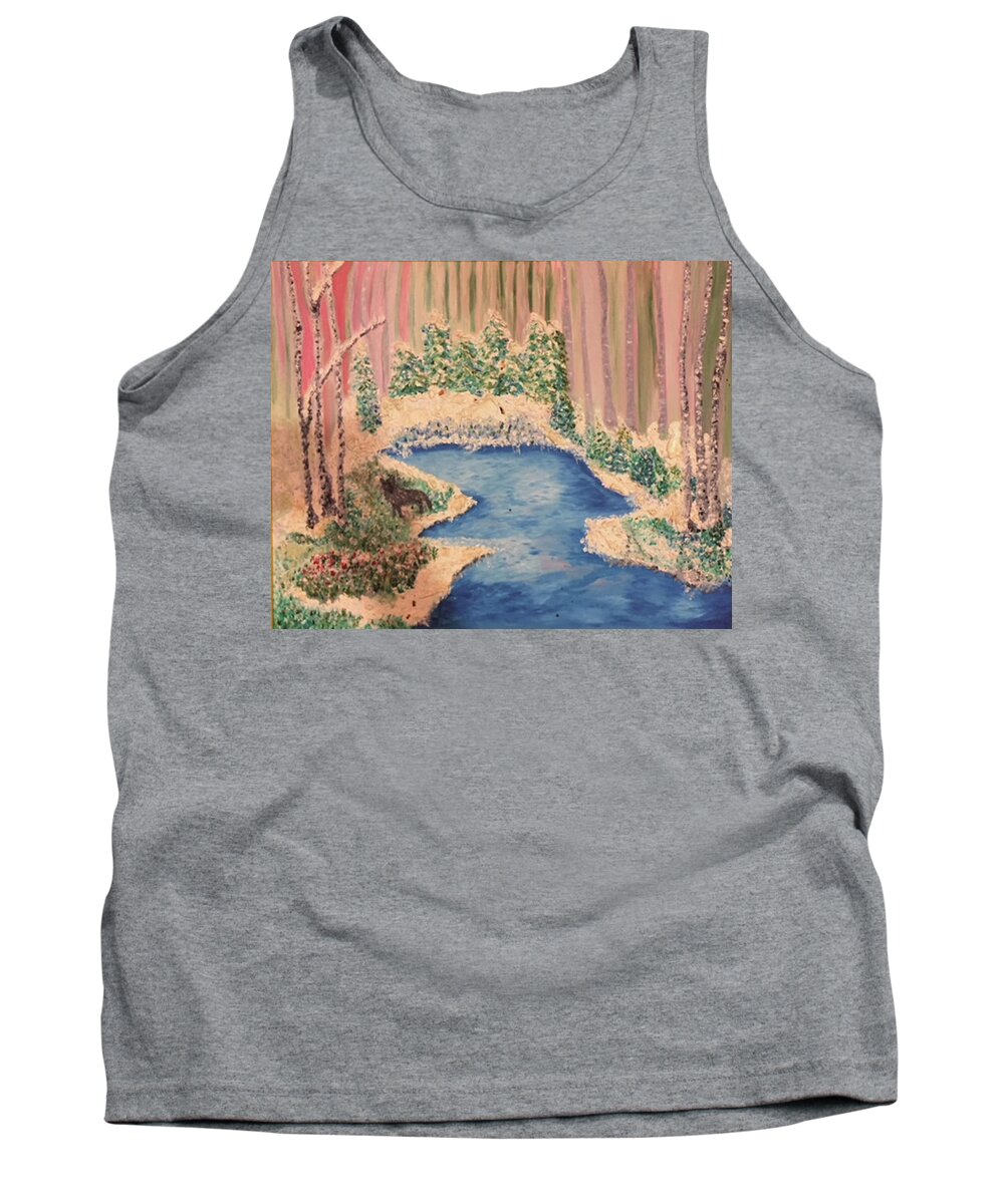 Wolf Tank Top featuring the painting The Lone Wolf in Winter by Susan Grunin