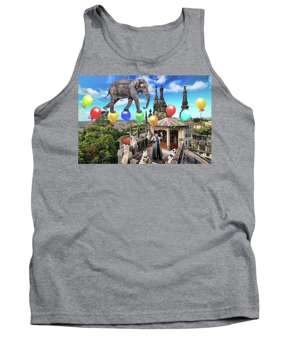 Elephant Tank Top featuring the photograph The Magician on the Roof by Aleksander Rotner