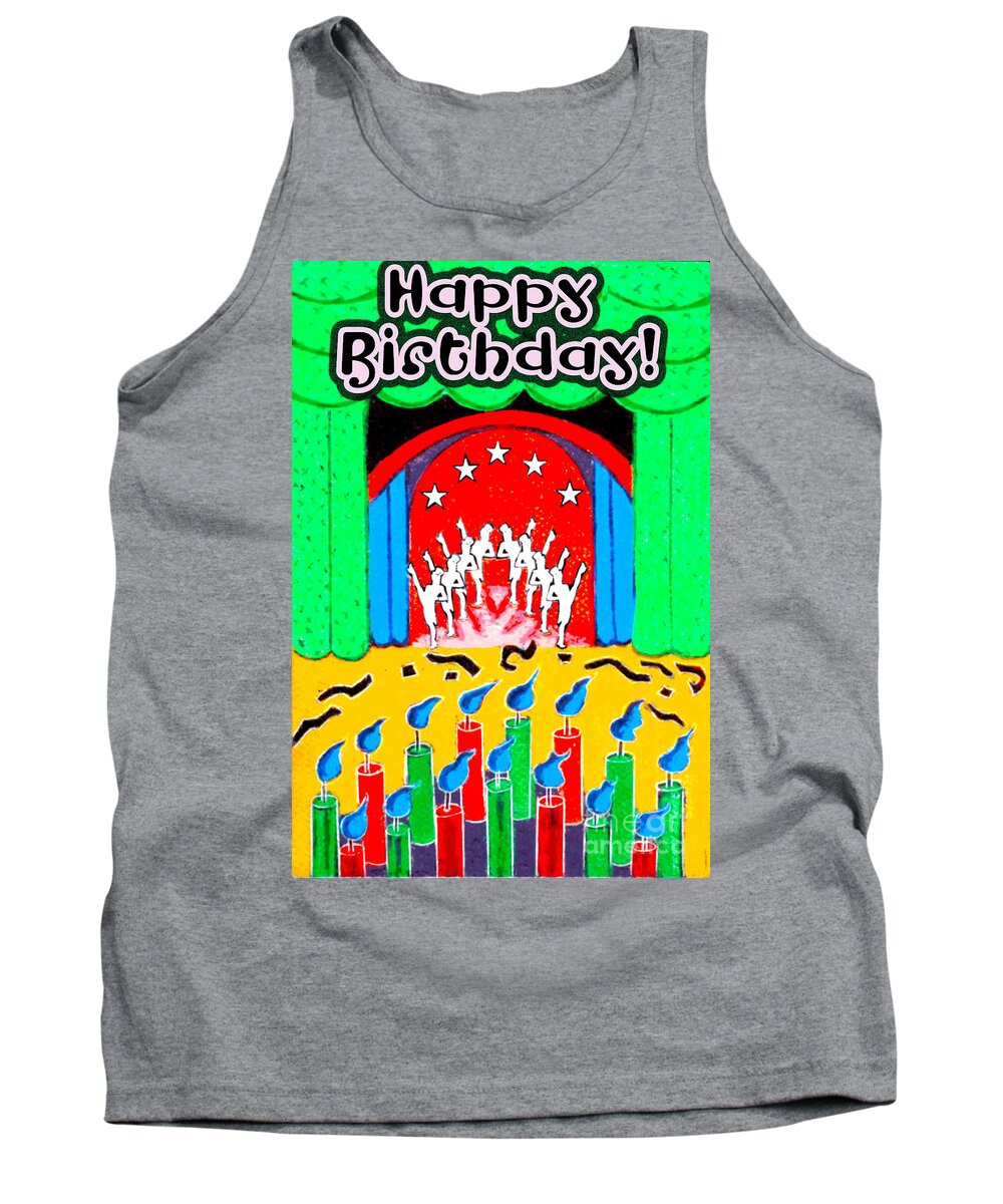 Happy Birthday Tank Top featuring the painting Happy Birthday Birthday Celebration 2 by Genevieve Esson