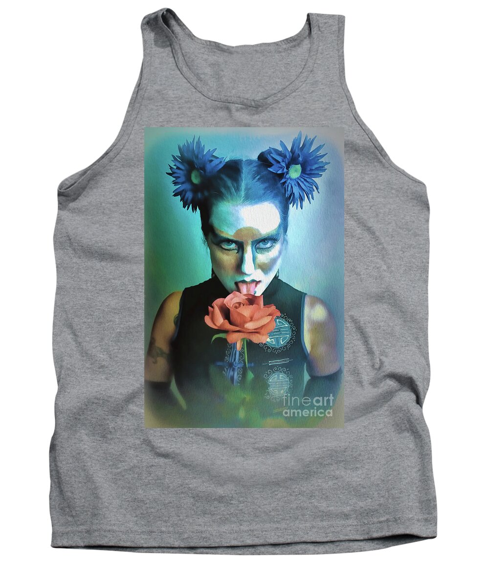 Dark Tank Top featuring the digital art The Rose by Recreating Creation