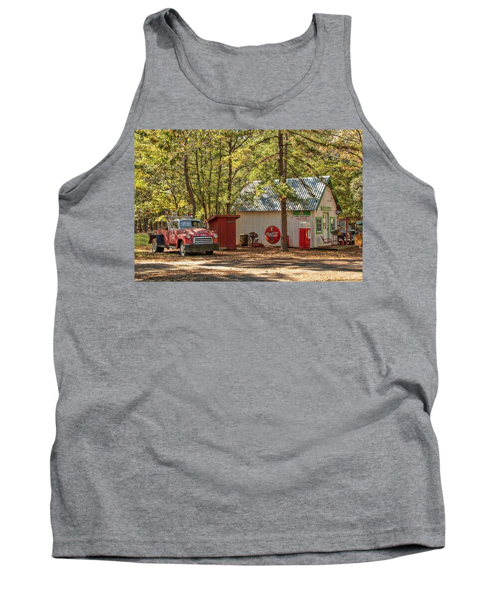Service Tank Top featuring the photograph The Rural Texaco Station by Kristia Adams