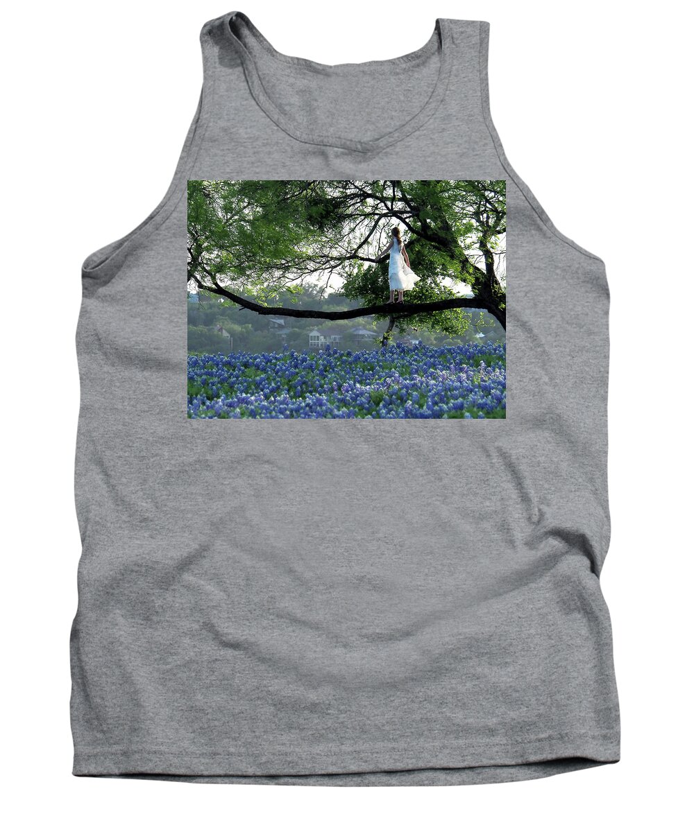 Bluebonnets Tank Top featuring the photograph The View at Turkey Bend by Jerry Connally
