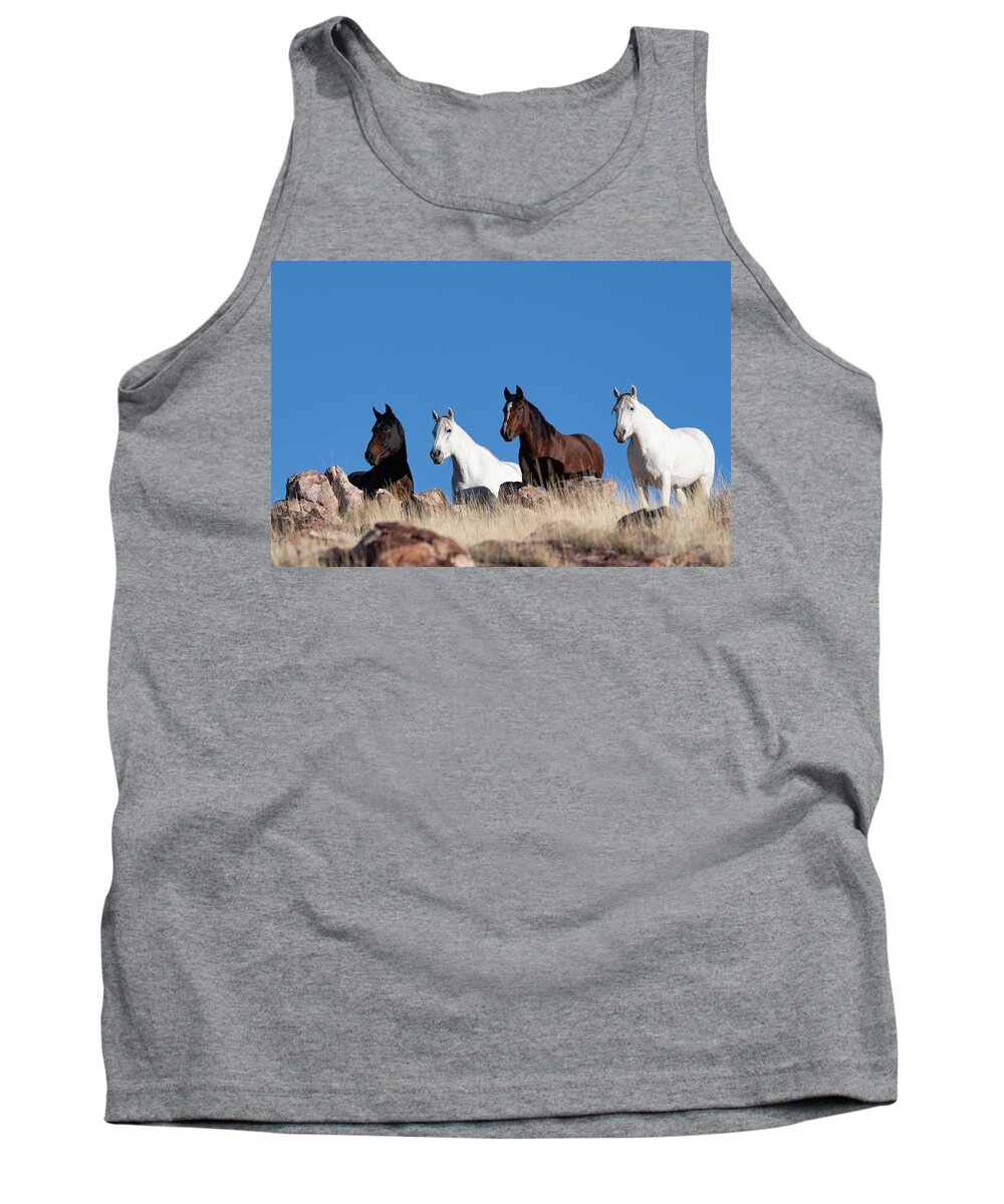 Wild Horses Tank Top featuring the photograph The Watchers by Mary Hone