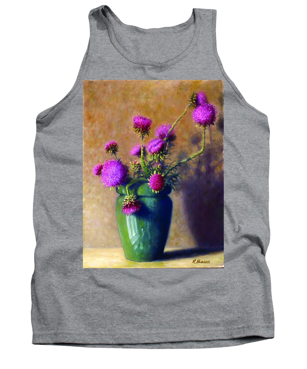 Still Life Tank Top featuring the painting Thistles by Rick Hansen
