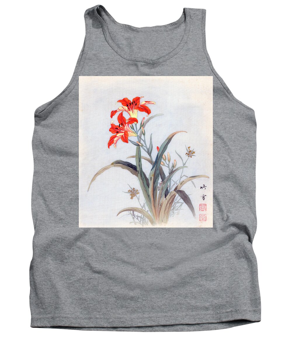 Chikutei Tank Top featuring the painting Tiger Lily by Chikutei