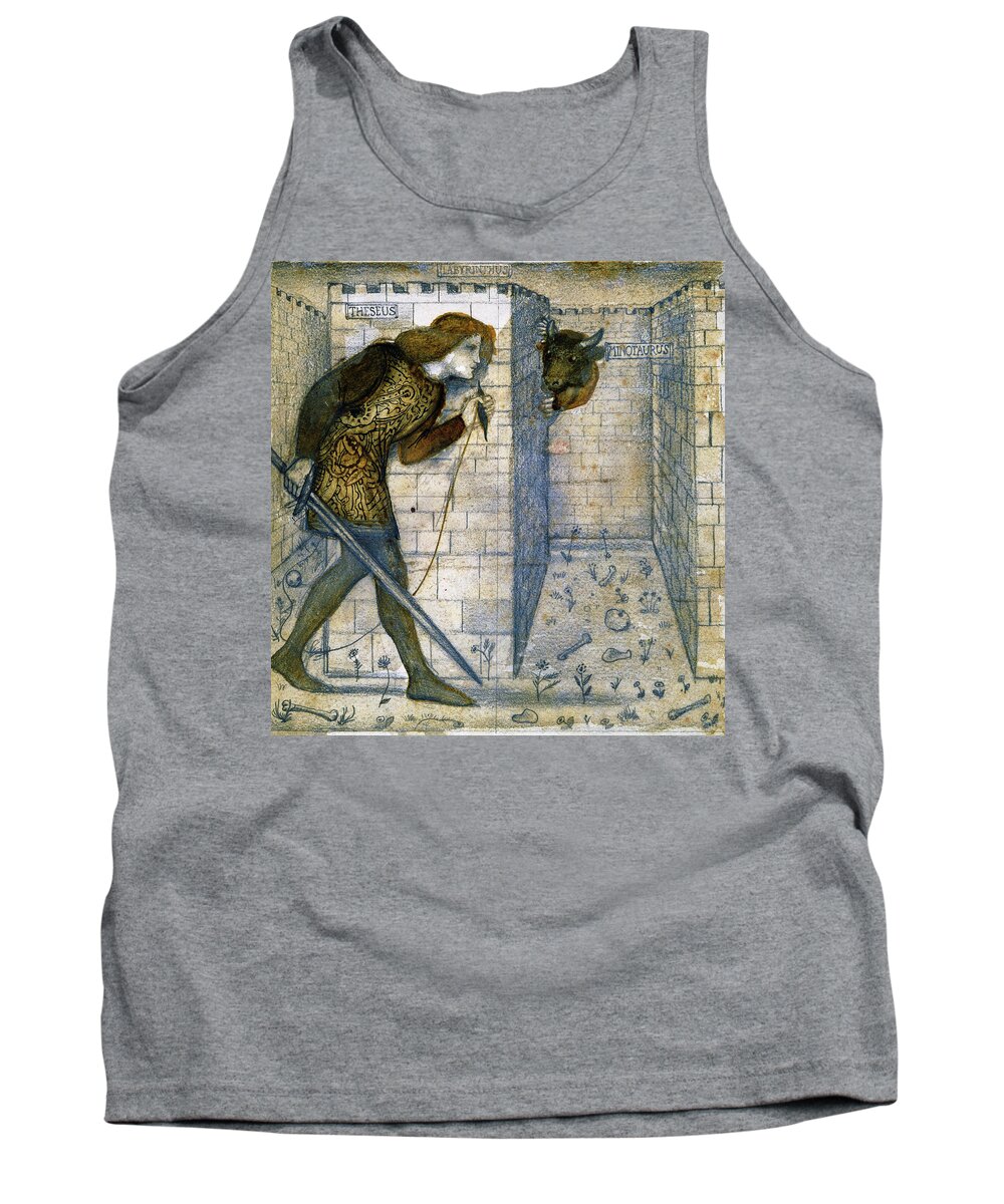 Edward Burne-jones Tank Top featuring the painting Tile Design - Theseus and the Minotaur in the Labyrinth by Edward Burne-Jones